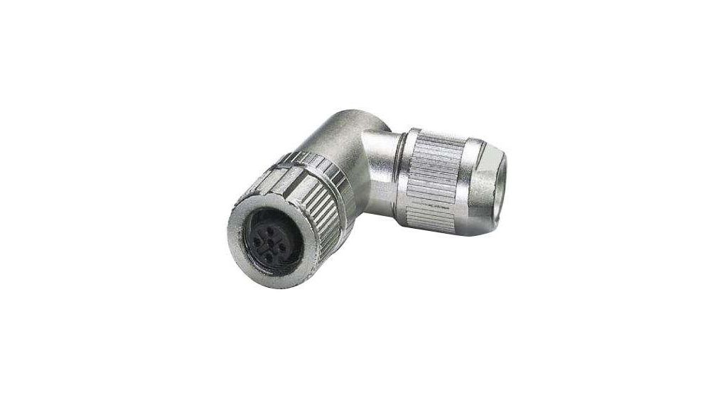 Circular Connector, 4 Contacts, Cable Mount, M12 Connector, Socket, Female, IP65, IP67, SACC Series